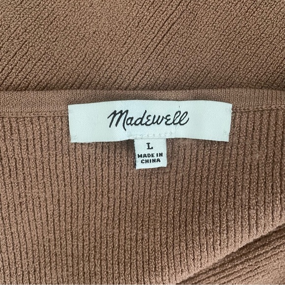 Madewell Ribbed Neutral Tan Square Neckline Y2K Tank Top Women Size L - Picture 6 of 7